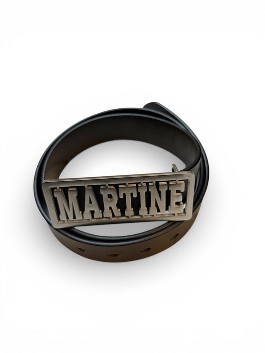 BLACK LEATHER BELT MARTINE